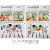 Colorful Kitchen Play Set(17PCS) with various utensils and food items for imaginative play.
